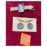 Siam Silver Money Clip & Brass Cufflinks
