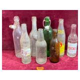 Lot of Vintage Soda Bottles & More
