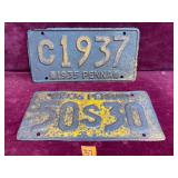 1935 & 1936 Pennsylvania LIcense Plates