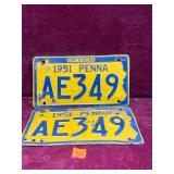 1951 Pennsylvania License Plates