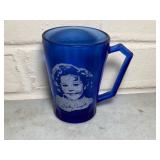 Vintage 4ï¿½ Shirley Temple blue glass
