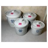4 Pfaltzgraff Yorktownï¿½s Stoneware Canisters
