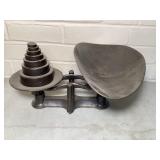 Antique balance scale & weights