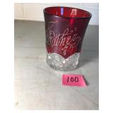 Ruby Red Flash Souviner Glass