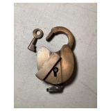 Antique railroad style lock & key