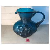 Vintage Blue Glass Pitcher