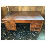 Large wooden desk & chair