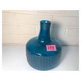 Vintage Teal Blue Ribbed, Water Bottle
