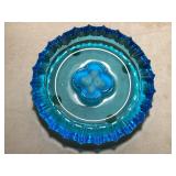 Vintage Fostoria Blue Glass Ashtray