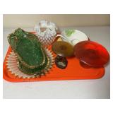 Vintage mushroom and other glassware