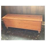 Large wooden bench w/ storage/woodbox