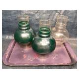3 Vintage Lamp Chimneys