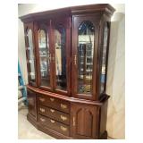 2 Pc Wooden Hutch w/ Adjustable Glass Shelves