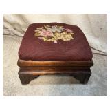 Small vintage needlepoint stool