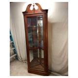 Corner Wooden Display Cabinet w/ Glass Shelves