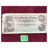 CURRENCY:  Confederate $500 Bill, 1860