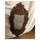 Vintage Wood Carved Hanging Wall Mirror