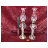 Vintage Swirl Glass Oil Lamps