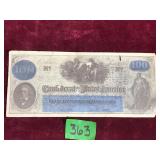CURRENCY:  Confederate $100 Bill, 1860