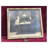 ART:  Framed Lithograph, Reading Scripture