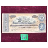 CURRENCY:  Confederate $20 Bill, 1864