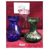 Vintage Colored Press Glass Vases