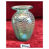 Vintage Iridescent Blue Green Vase