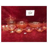 Lot of Vintage Pink Depression Glass Items