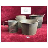 Antique Galvanized Buckets/Tins