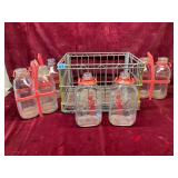 Vintage 1/2 Gal. Milk Bottles, & Wire Crate