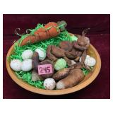 Wooden Bowl With Easter Decorations