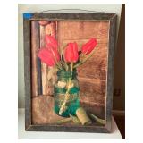 ART:  Framed Tulip & Mason Jar Still