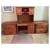 Oak Office Desk & Filing Chests & Contents