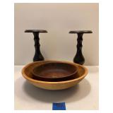 Wooden Bowls and Candlesticks