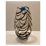 Modern Blown Glass Vase w/ Brown Swirls
