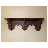 Primitive Style Wooden Carved Wall Shelf