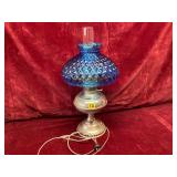 B&H Lamp with Blue Quilted Glass Shade