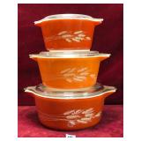 Vintage Rust Autumn Pyrex Casserole Bowls