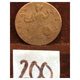 COIN:  1757 George II Half Penny