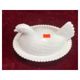 Antique Milk Glass Nesting Hen