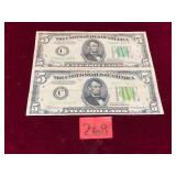 1934 US Five Dollar Bills