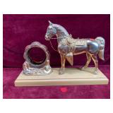 Vintage Metal Horse & Clock Case