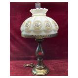 Vintage Floral Milk Glass Electric Lamp