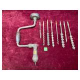 Antique Hand Drill and Drill Bits