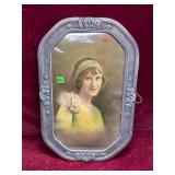 ART:  Antique Bubble Glass Frame & photo