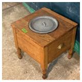 Antique Oak Commode Box with Enamel Pot
