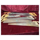 Vintage Henry Disston Wood Hand Saw Lot of 6