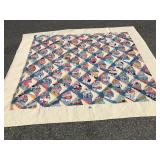 Vintage Patchwork Fan Pattern Hand Quilted Quilt