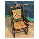 Antique Carved Wood Child-Sized Rocking Chair