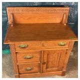 Antique Quarter Sawn Oak Washstand Commode